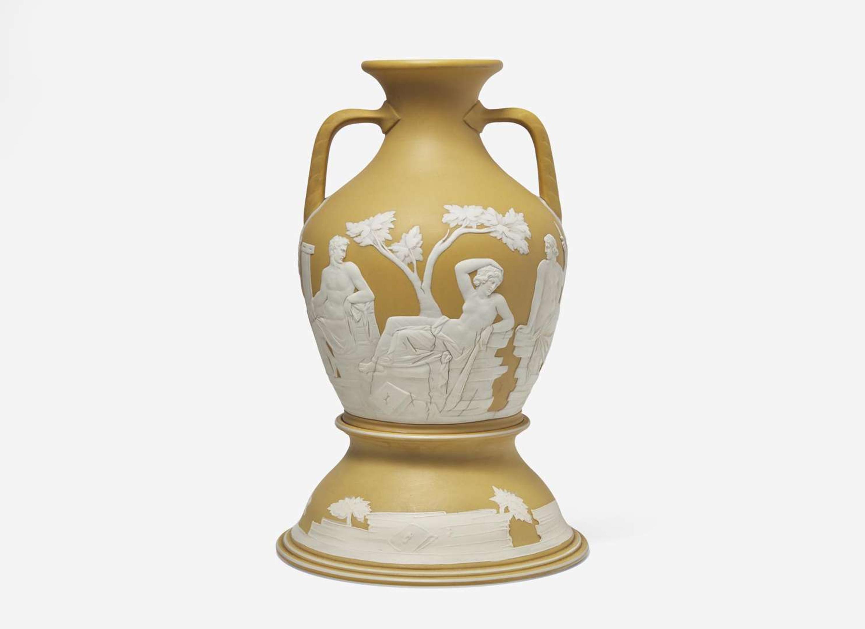 A Wedgwood Yellow Dip Jasperware Portland Vase, UK, late 19th century