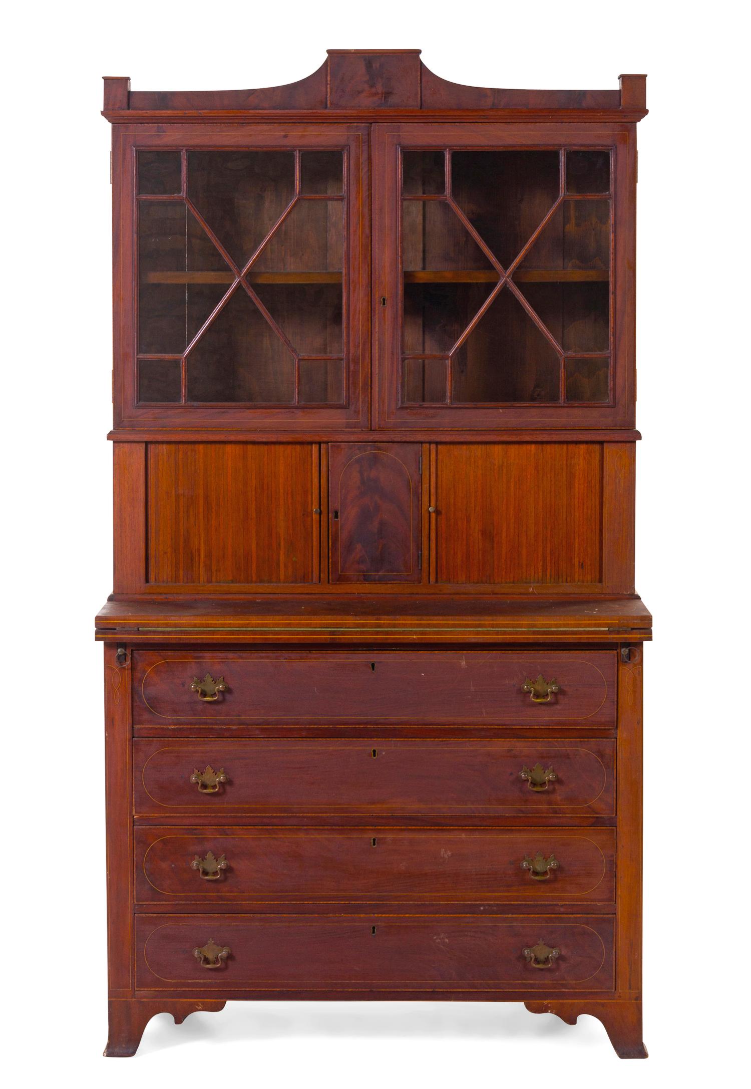 A Federal Mahogany Secretary Bookcase