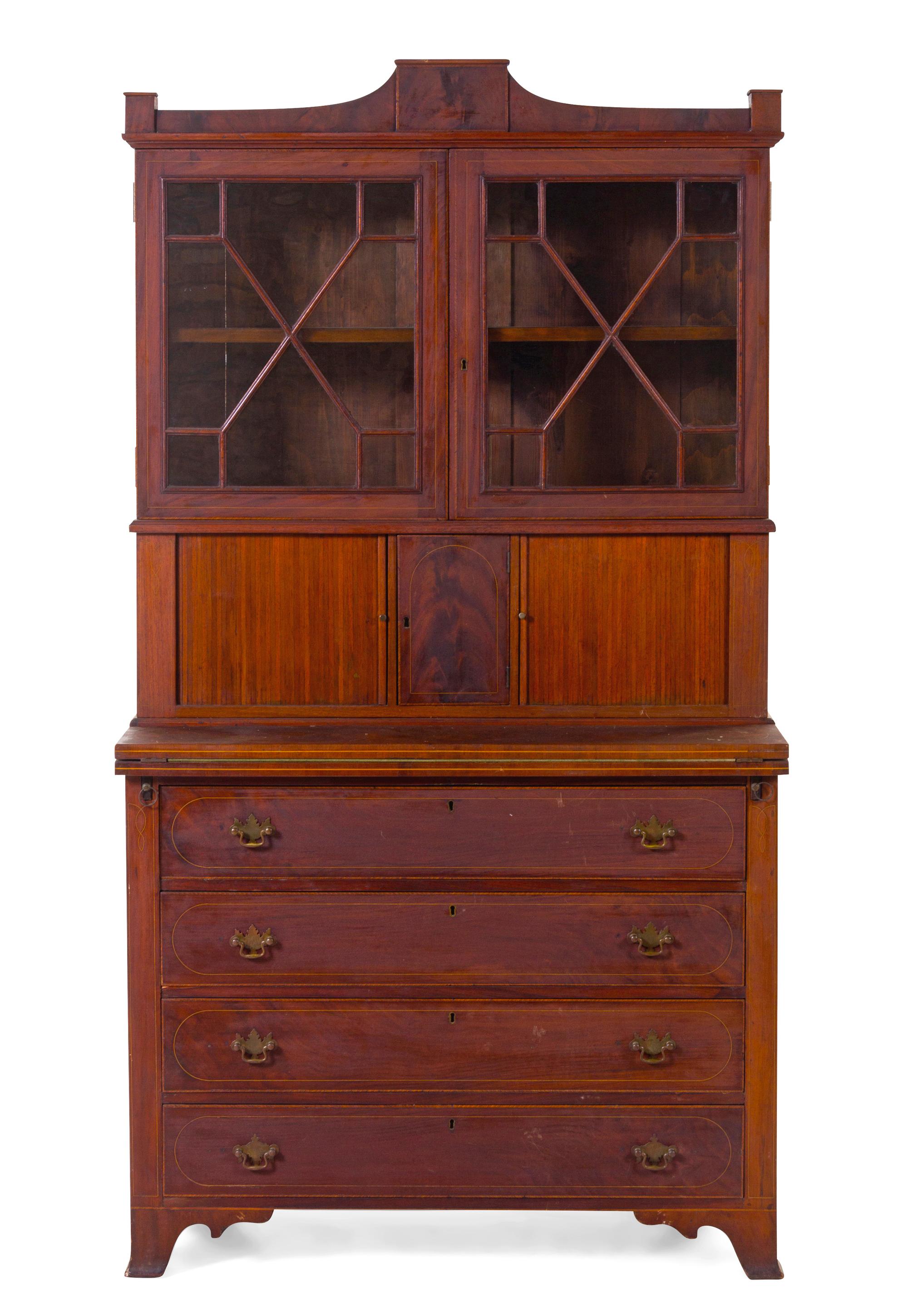 A Federal Mahogany Secretary Bookcase