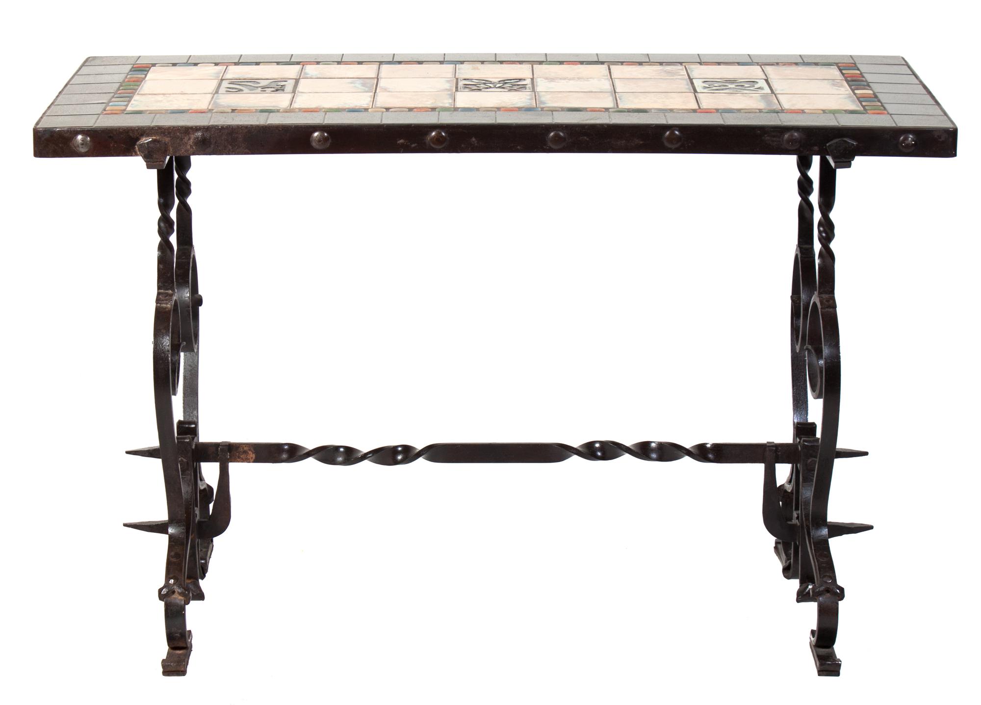 A Wrought Iron Table Height 30 x width 46 3/4 x depth 21 inches. — ATTRIBUTED TO CYRIL COLNIK (1871-1957)