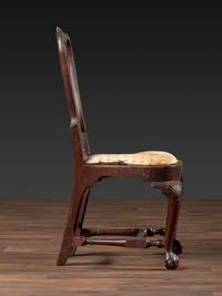 A Fine Queen Anne Shell-Carved Walnut Stretcher-Base Claw-and-Ball Foot Compass-Seat Side Chair