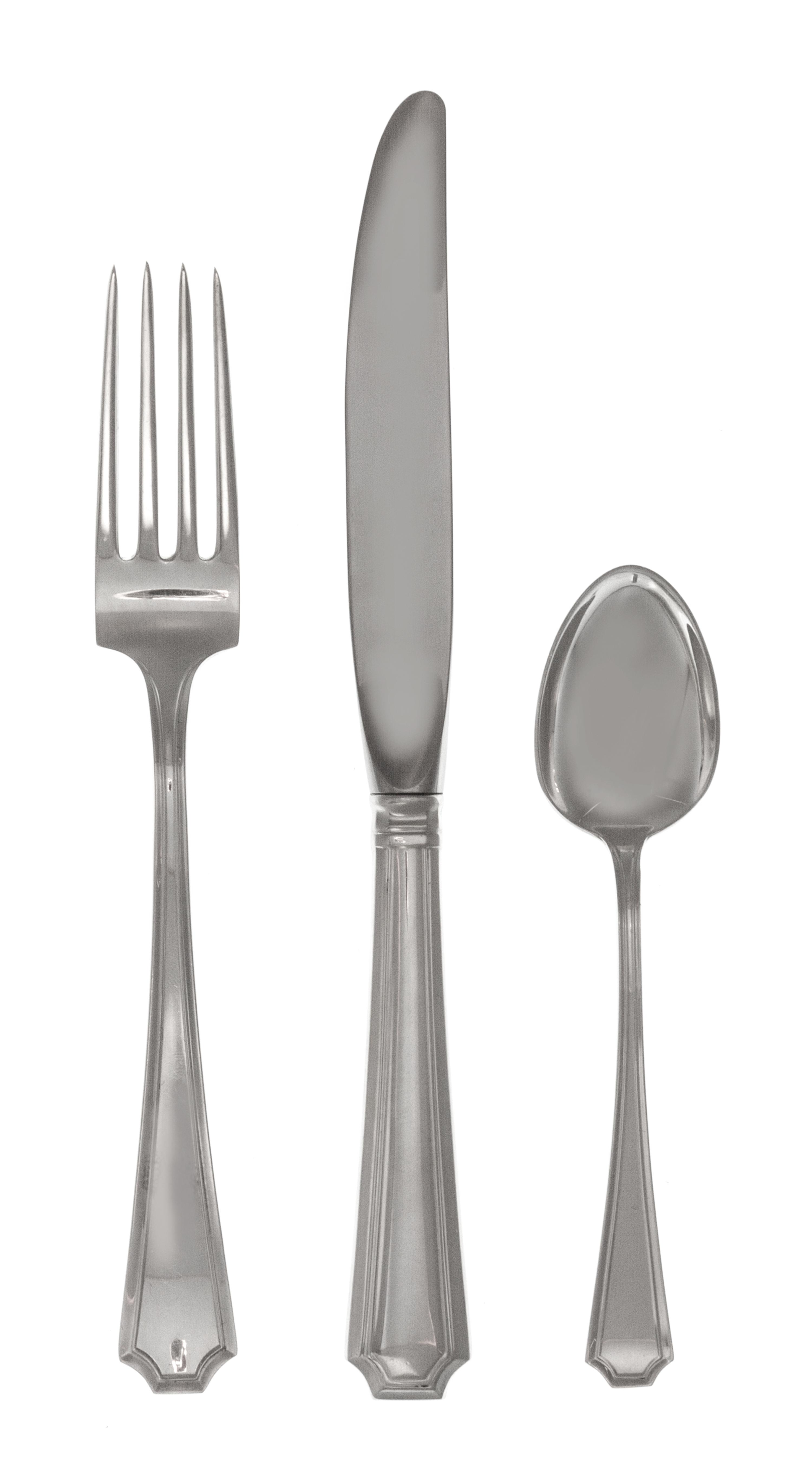 An American Silver Flatware Service, Gorham Mfg. Co., Providence, RI, Fairfax pattern, comprising: 8 dinner forks 6 luncheon forks 14 s