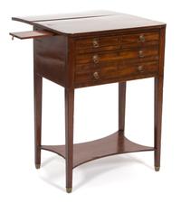 A Regency Inlaid Mahogany Humidor Table Height 28 1/2 x width 21 x depth with leaf down 14 inches. — 19TH CENTURY