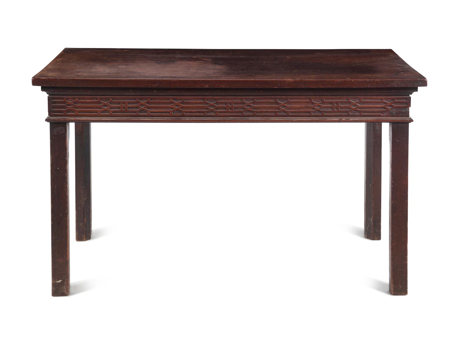 A George III Style Blind Fret-Carved Mahogany Table