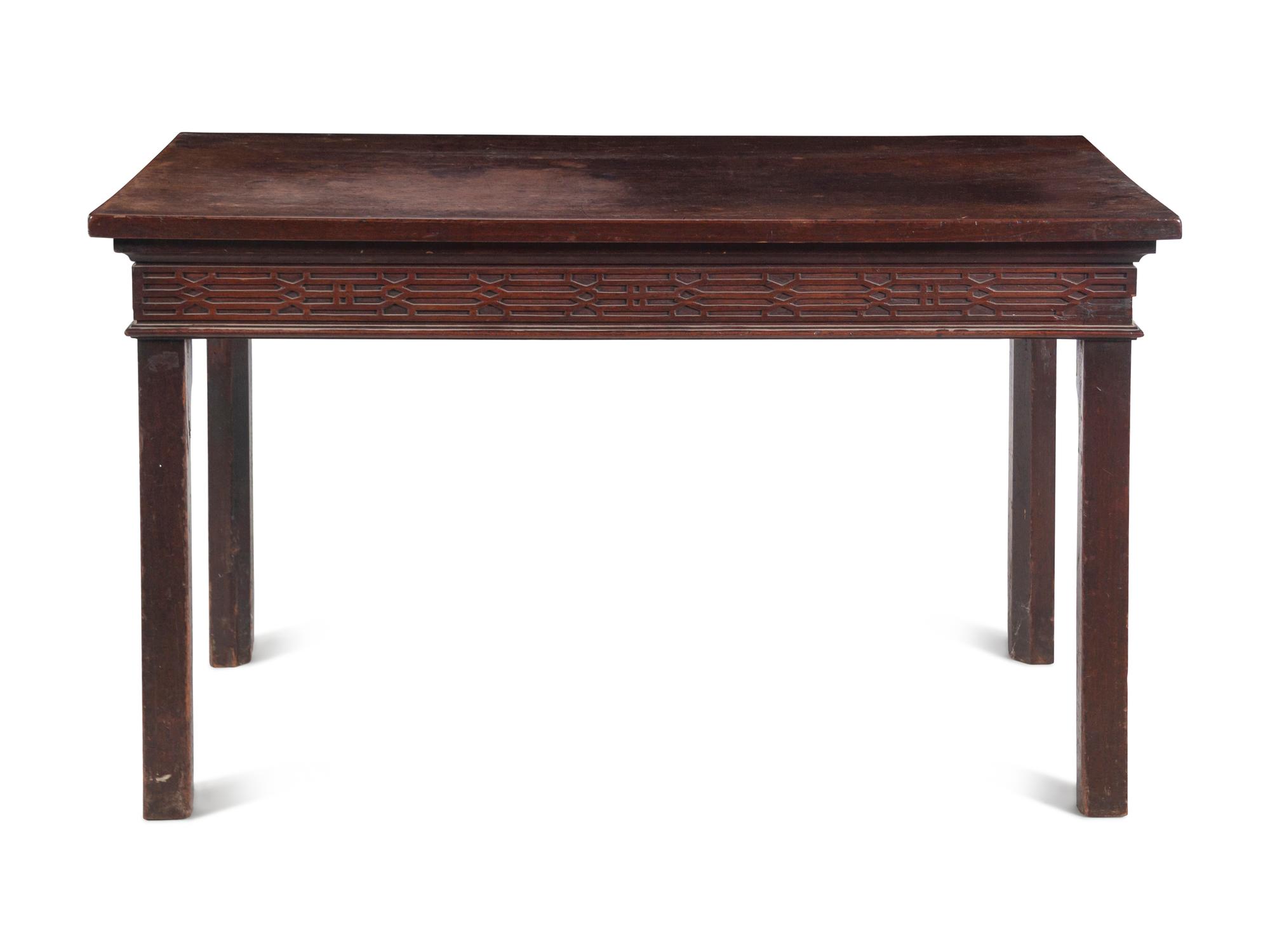 A George III Style Blind Fret-Carved Mahogany Table