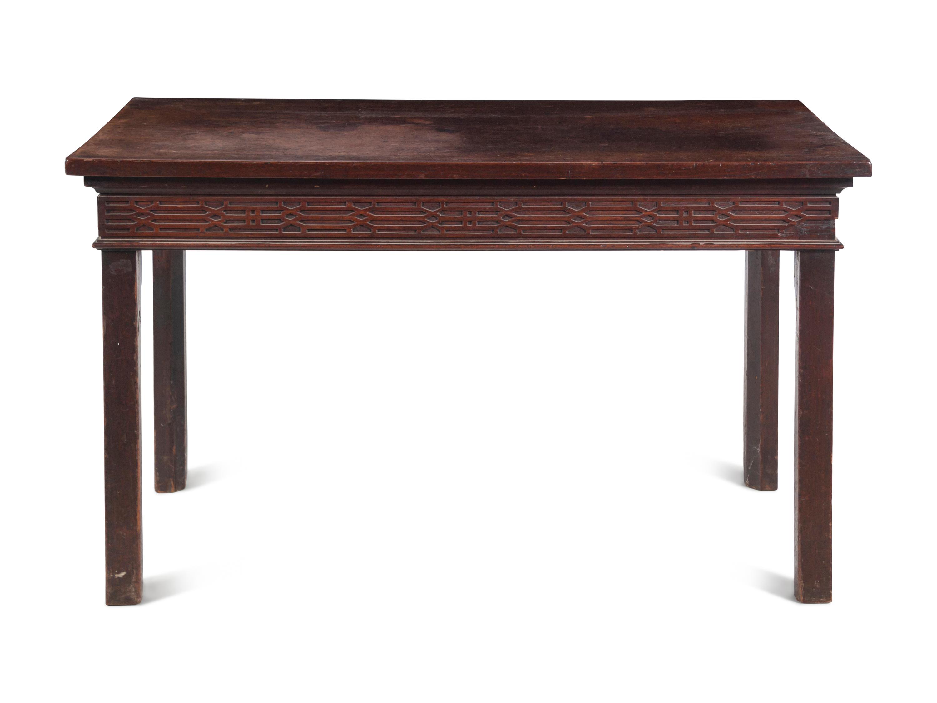 A George III Style Blind Fret-Carved Mahogany Table