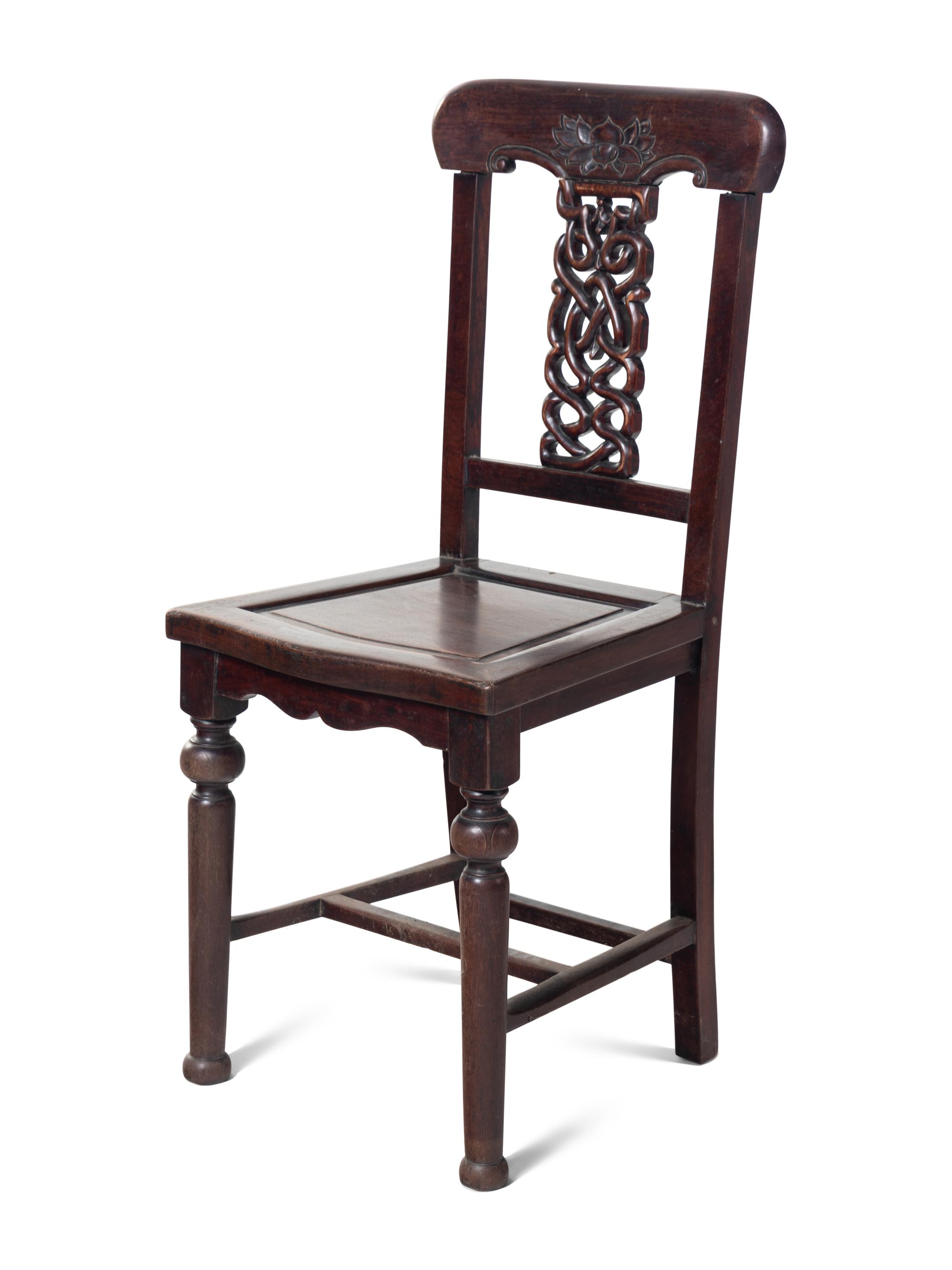 Four Chinese Export Hardwood Side Chairs