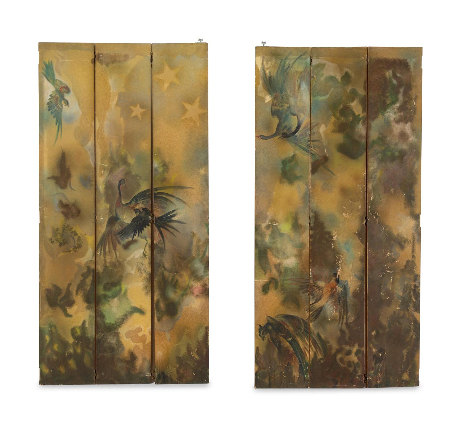 Six-Panel Marquetry Folding Screen