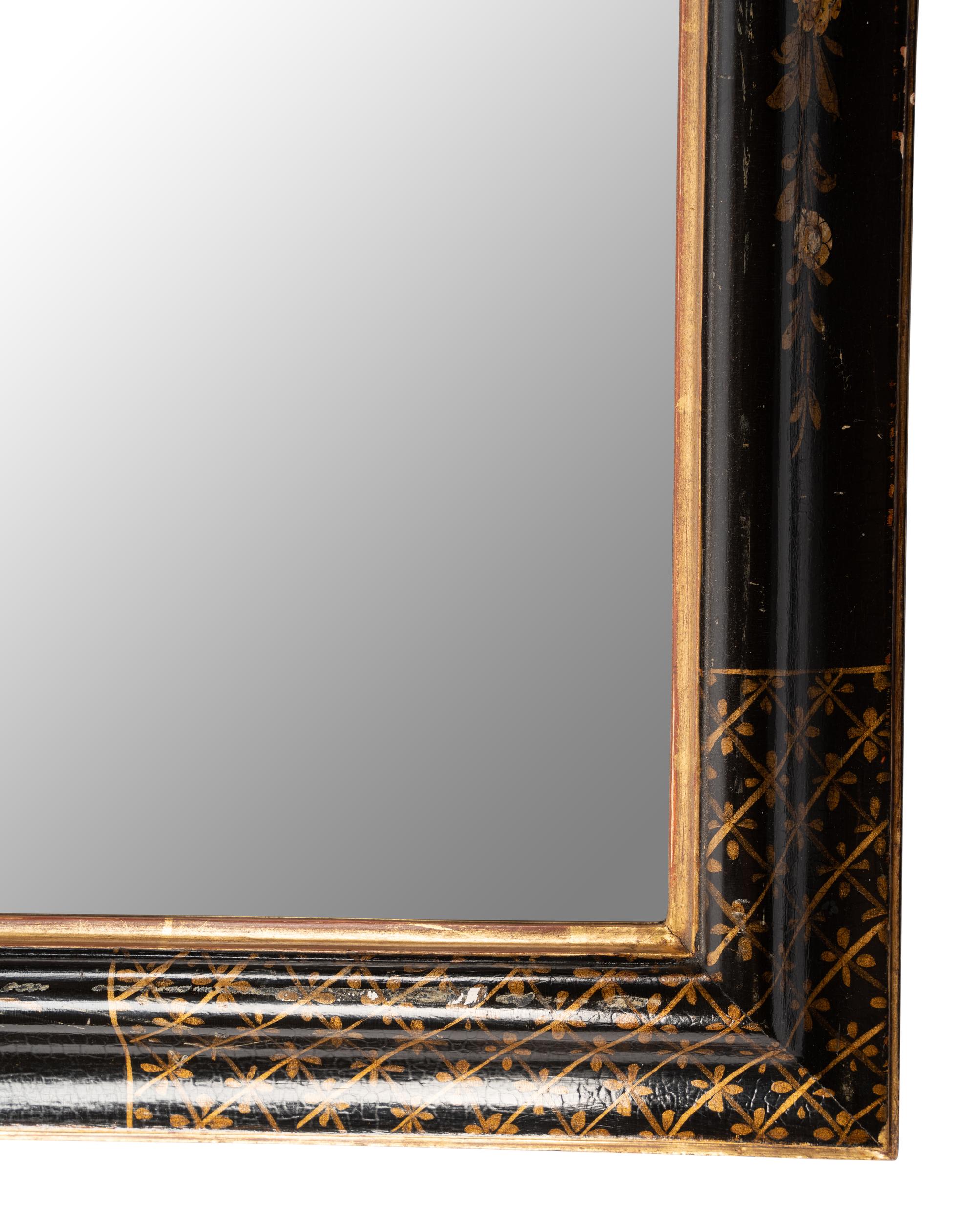 A Pair of Georgian Style Japanned Pier Mirrors