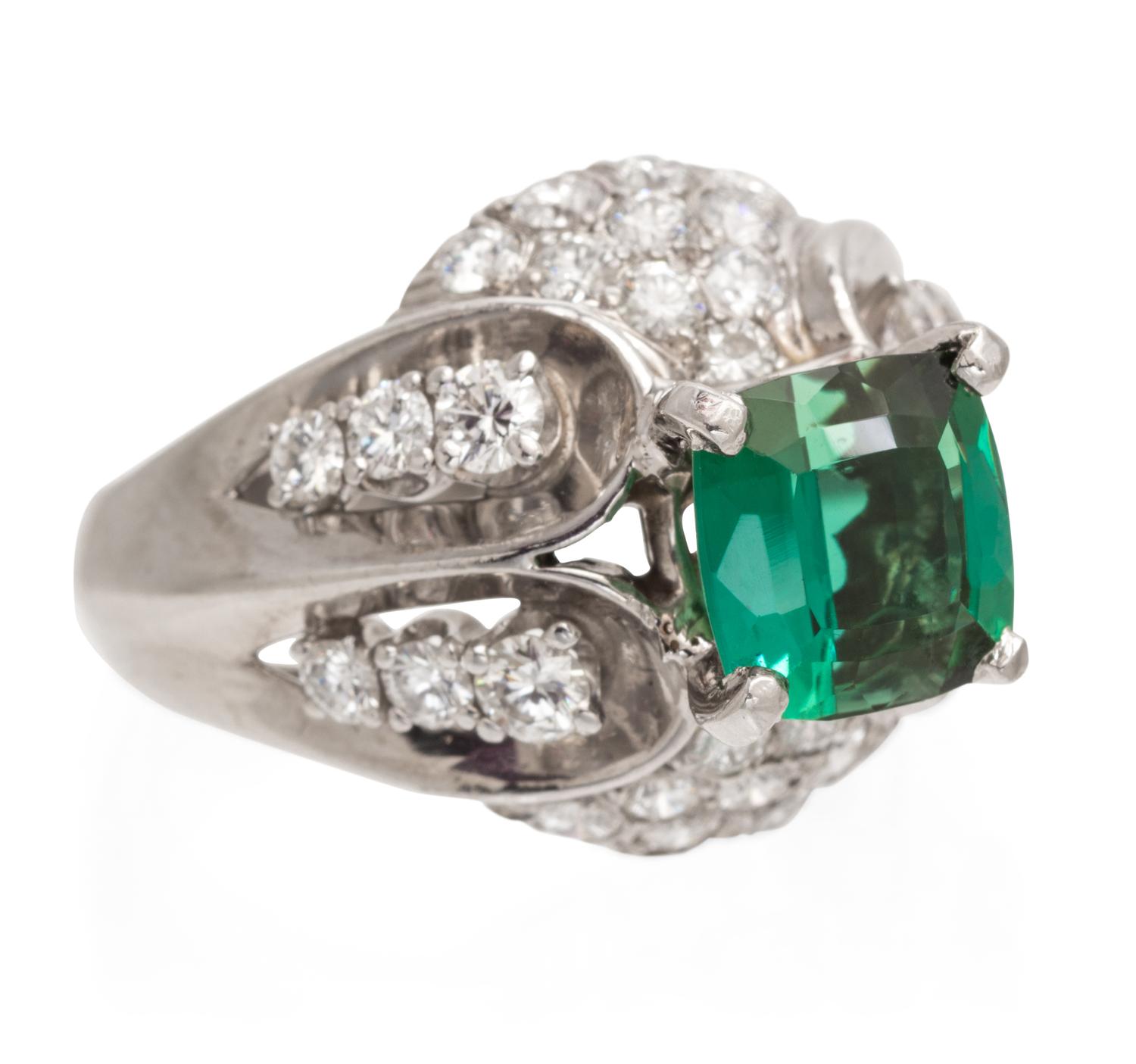 A Platinum, Tourmaline and Diamond Ring, 8.30 dwts.