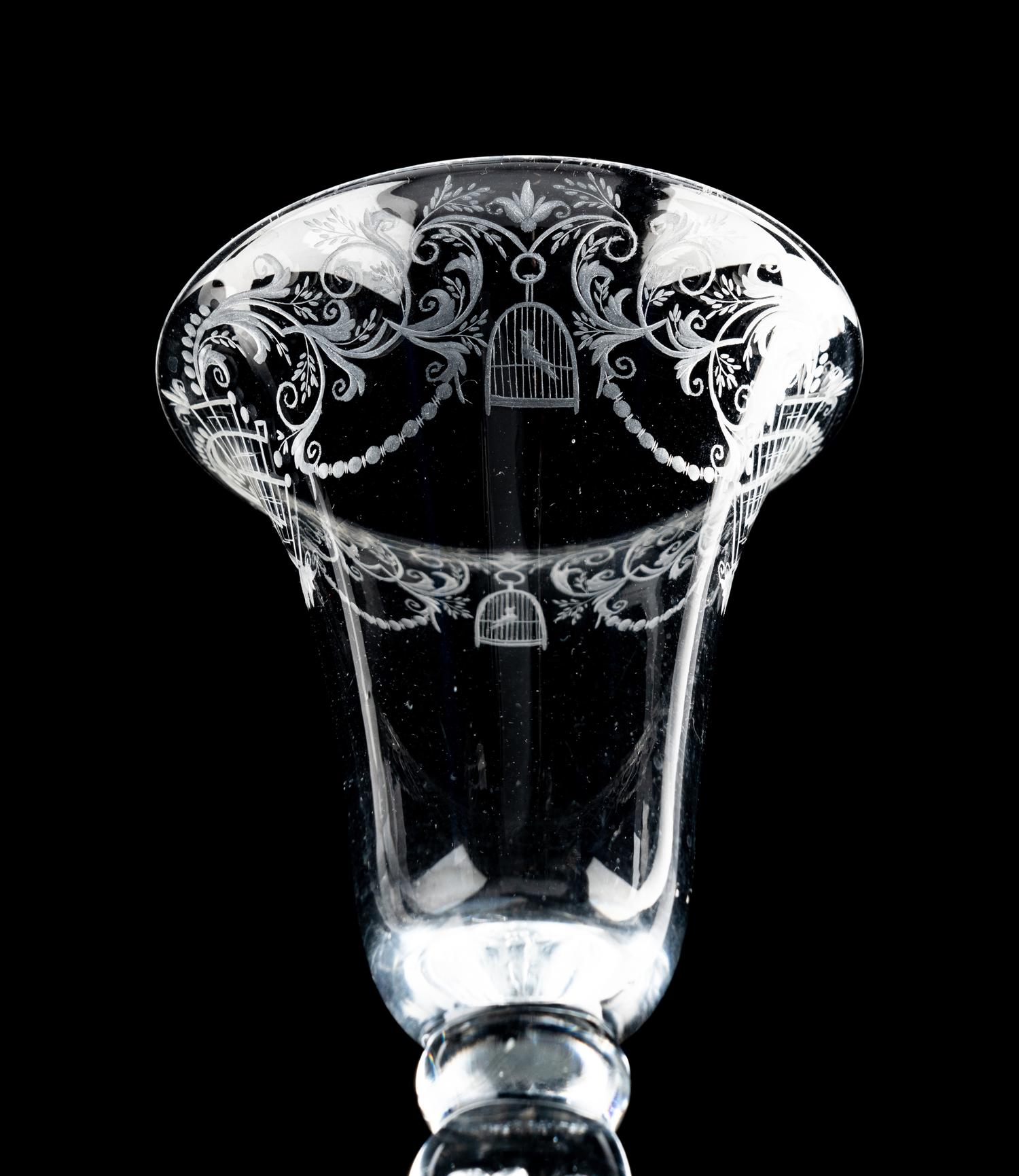 A Group of Three Engraved Wine Glasses