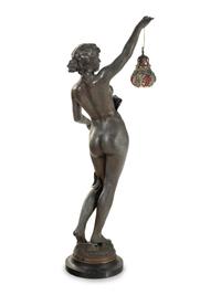 A Large Continental Cast Metal Figural Lamp