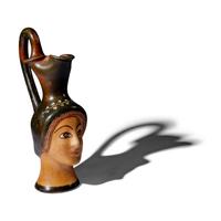 A Greek Painted Terracotta Figural Oinochoe