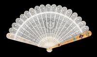 A Swiss 14-Karat Gold and Semi-Precious Stone Brisé Fan