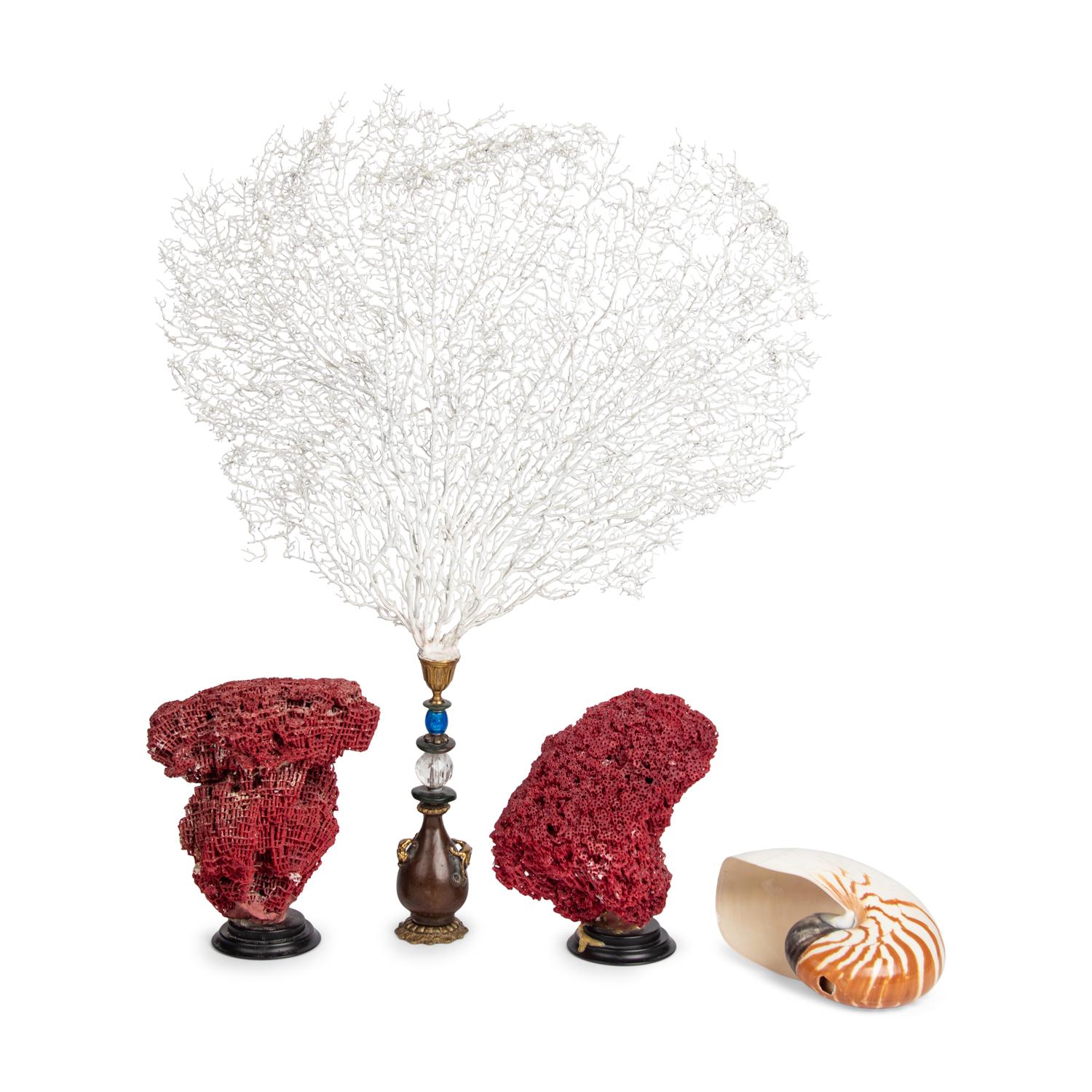 Three Painted Coral Specimens on Stands