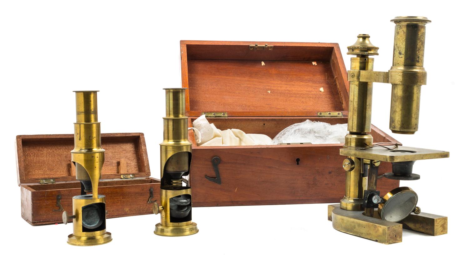 An English Brass Microscope Height 9 inches. — R. & J. BECK, LONDON, 19TH CENTURY