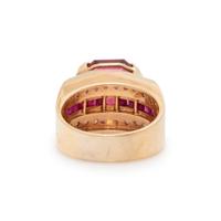 RUBELLITE TOURMALINE, RUBY, AND DIAMOND RING