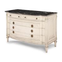 A Louis XVI Style White-Painted Marble-Top Commode
