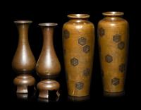 Two Pairs of Japanese Bronze Vases