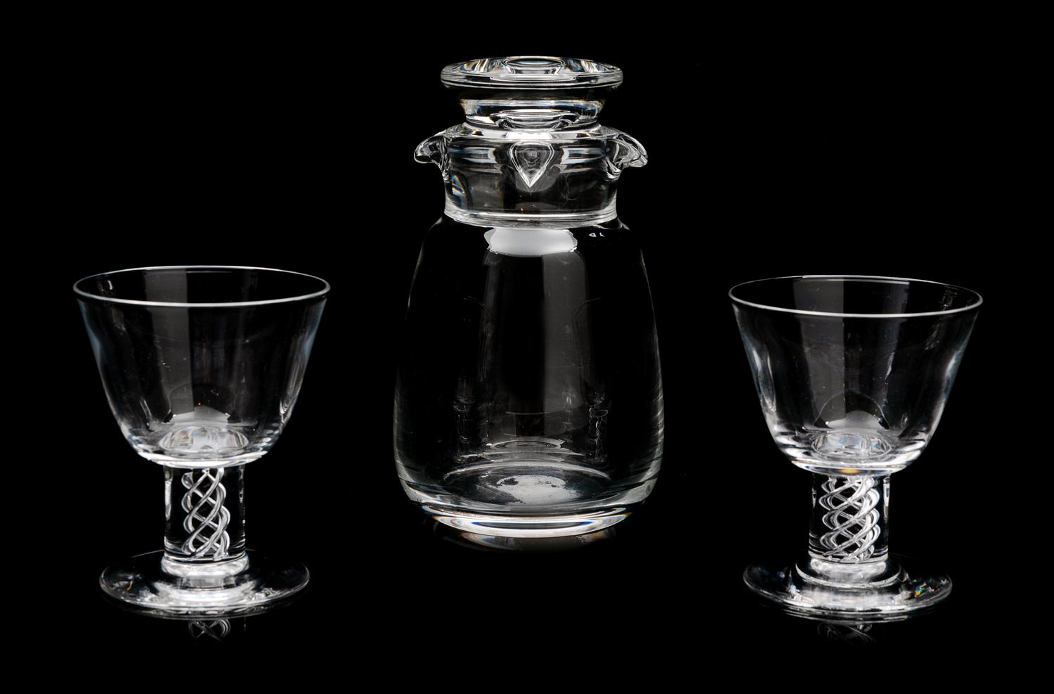 A Steuben Glass Cocktail Set Height of carafe 6 1/2 inches. — MID TO LATE 20TH CENTURY