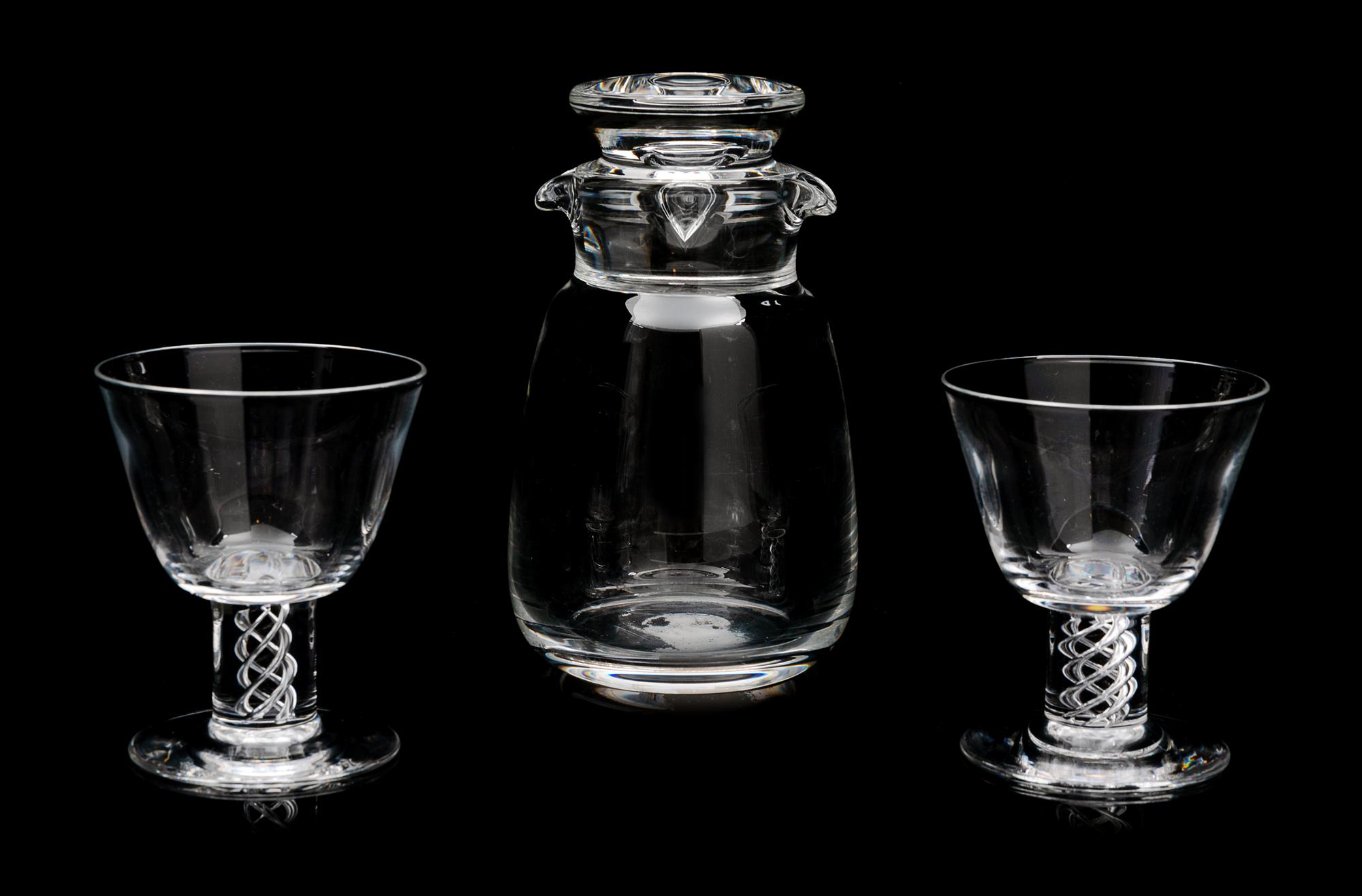 A Steuben Glass Cocktail Set Height of carafe 6 1/2 inches. — MID TO LATE 20TH CENTURY