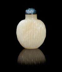 A Jade Snuff Bottle POSSIBLY 19TH CENTURY Height 2 5/8 inches. — POSSIBLY 19TH CENTURY