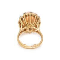 ANGEL SKIN CORAL AND DIAMOND RING