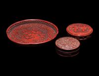 Four Chinese Cinnabar Lacquer Articles