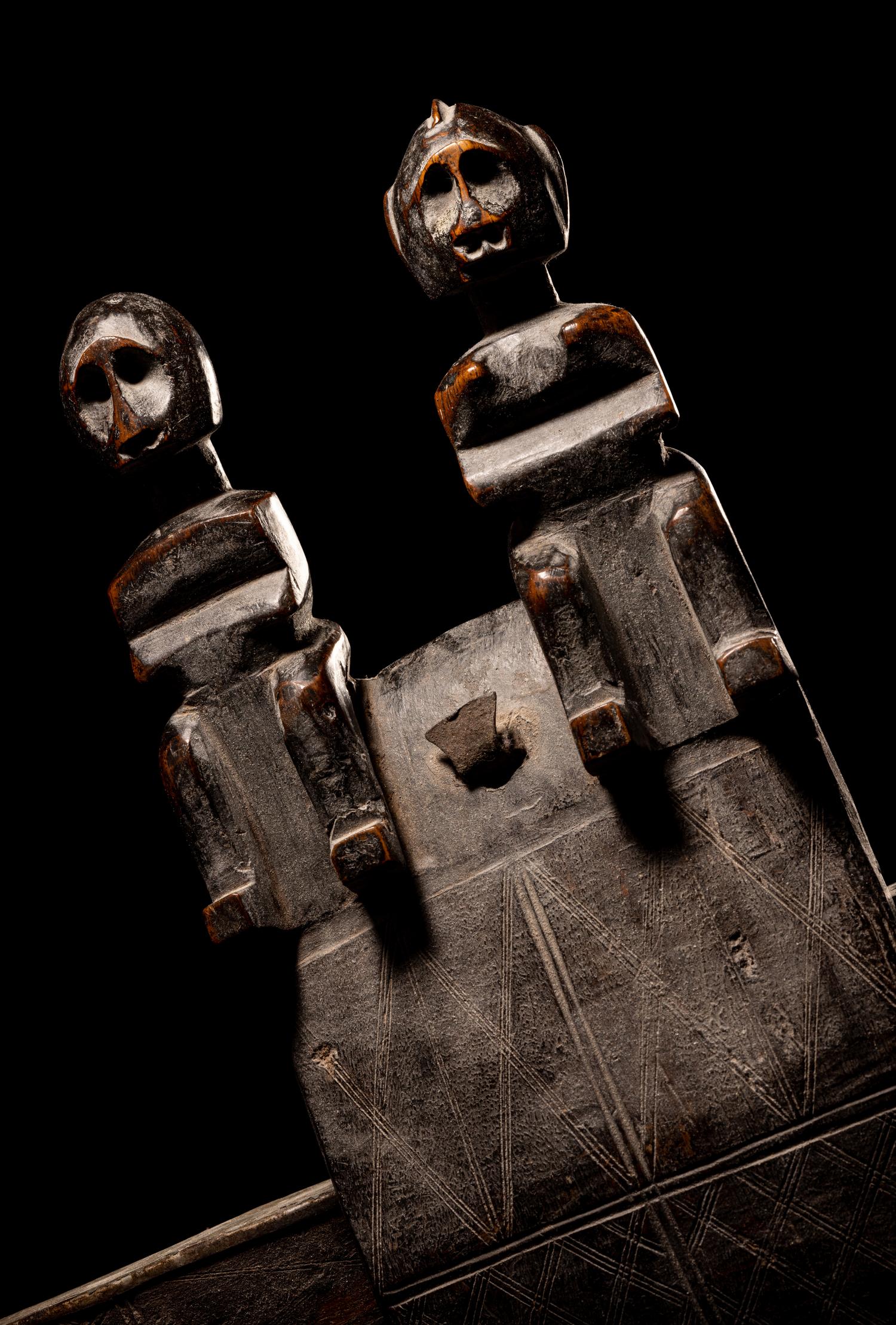 Two Dogon Wood Door Locks with Bolts
