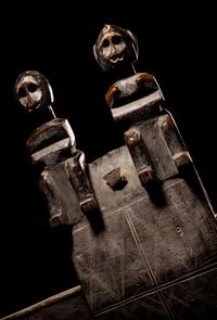 Two Dogon Wood Door Locks with Bolts