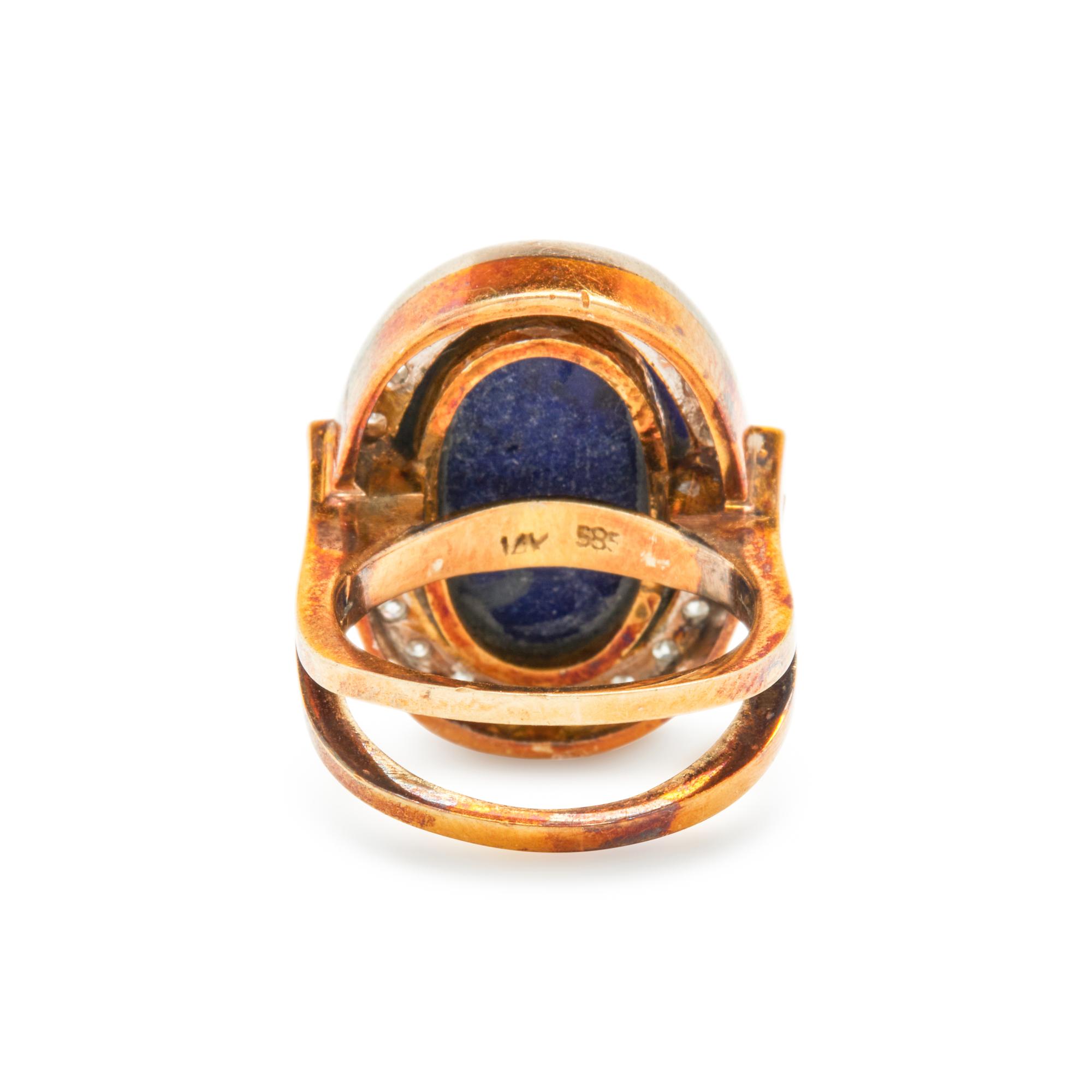 BICOLOR GOLD, LAPIS LAZULI AND DIAMOND RING