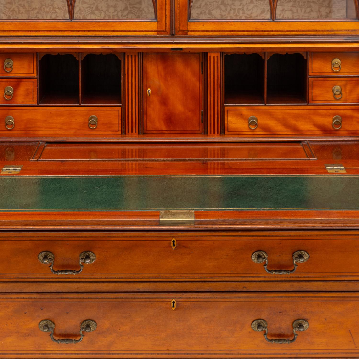 A George III Style Satinwood Bureau Bookcase