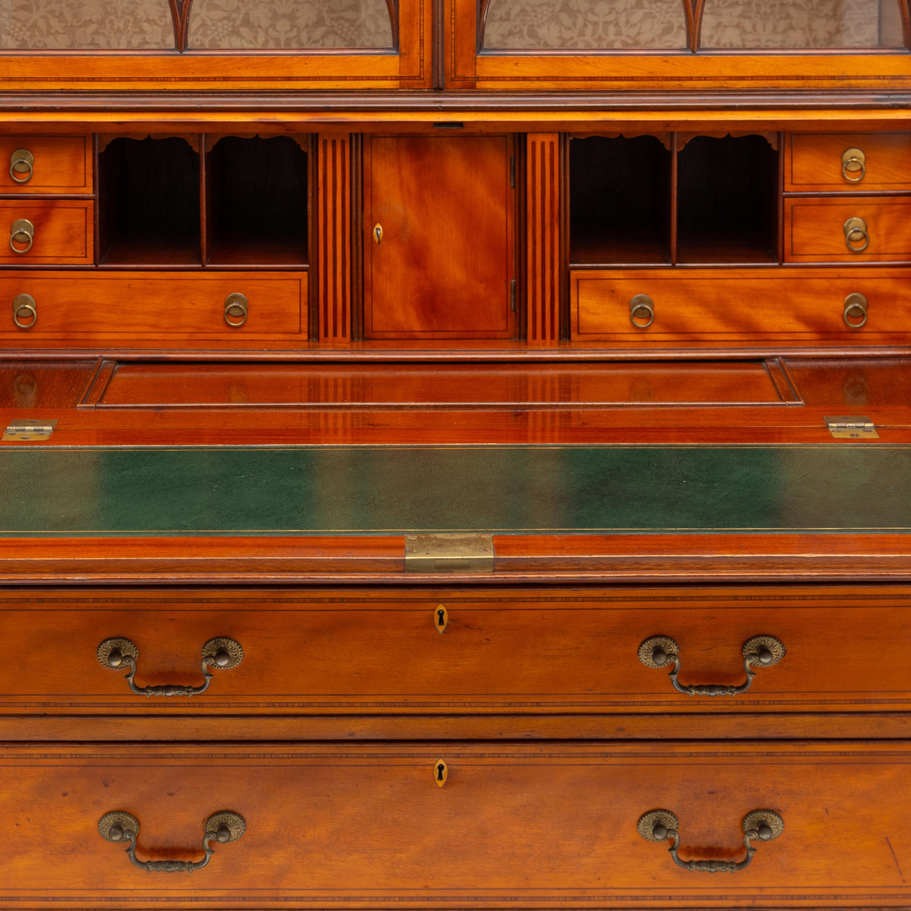 A George III Style Satinwood Bureau Bookcase