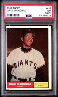 A 1961 Topps Juan Marichal Rookie Baseball Card No. 417 (PSA 7 NM OC)