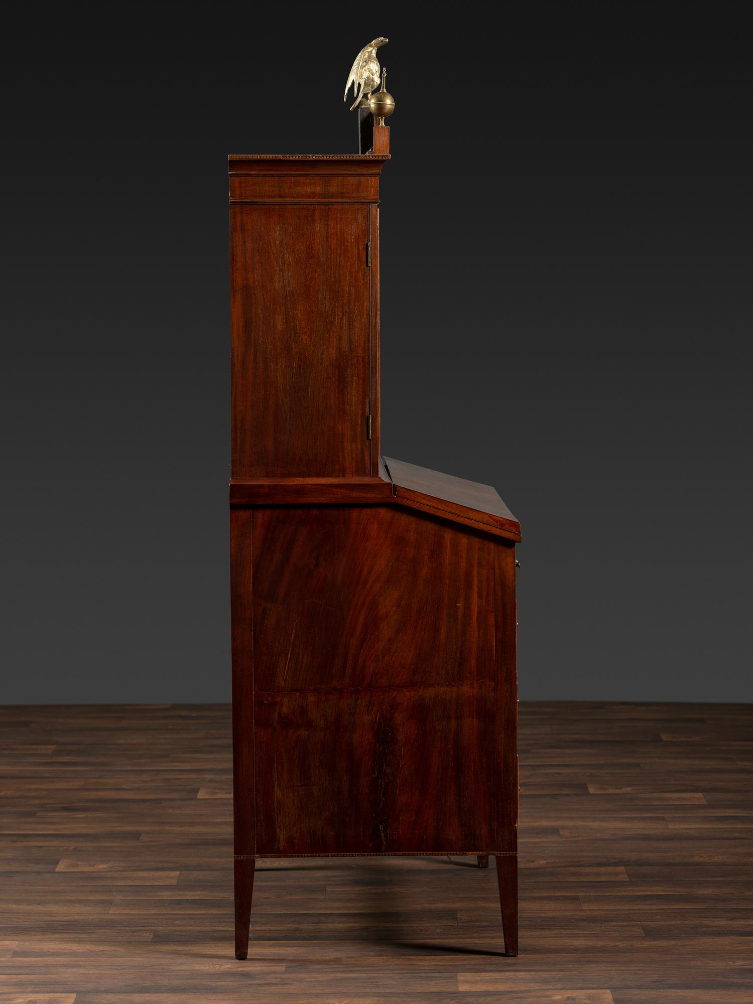 A Federal Inlaid Mahogany Secretary Bookcase