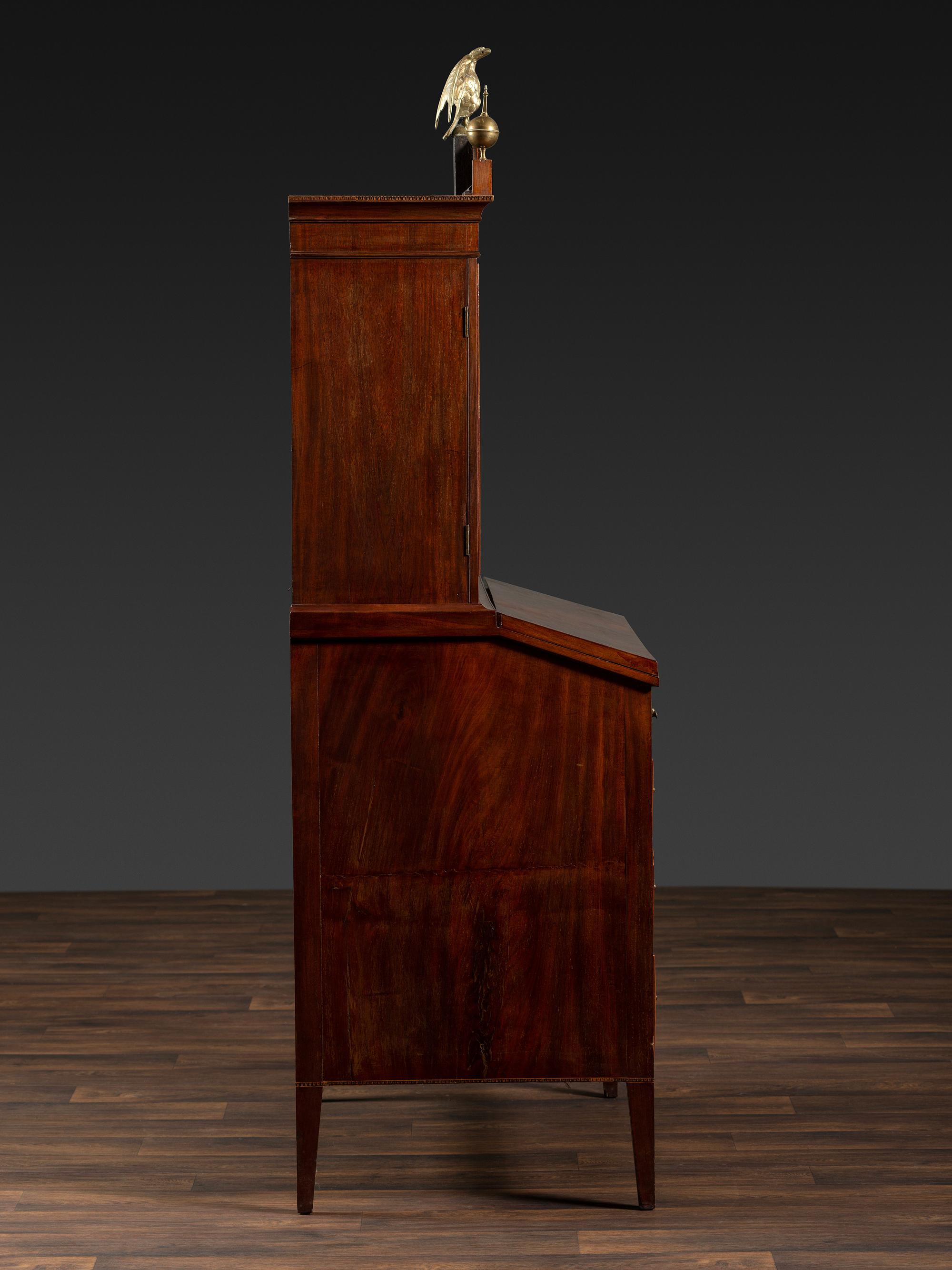 A Federal Inlaid Mahogany Secretary Bookcase