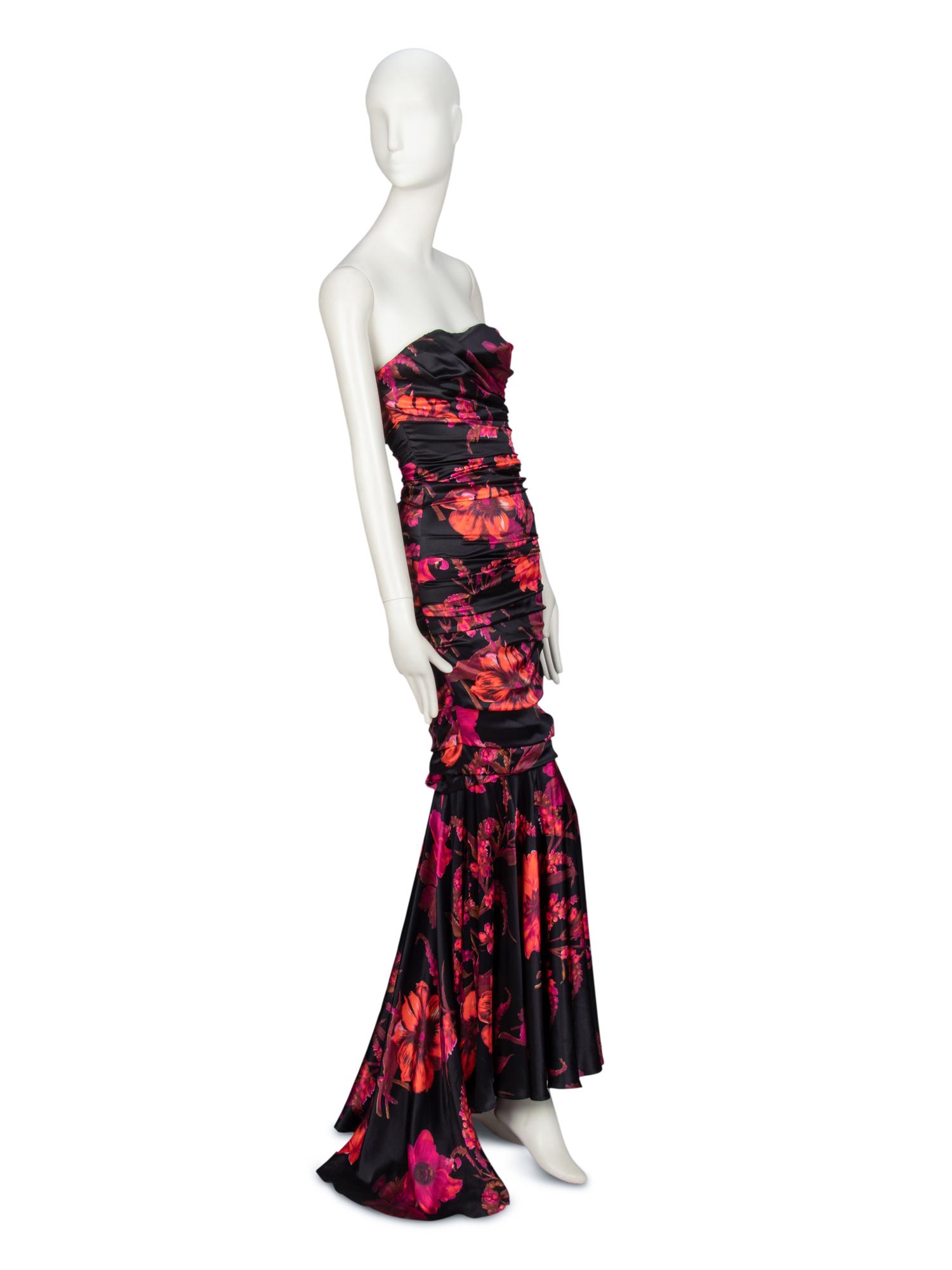 DOLCE & GABBANA, DRAPED FLORAL PRINT GOWN