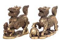 A Pair of Gilt Bronze Temple Guardians Width 7 1/2 inches. — 20TH CENTURY