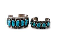 Navajo Silver and Turquoise Cuff Bracelets