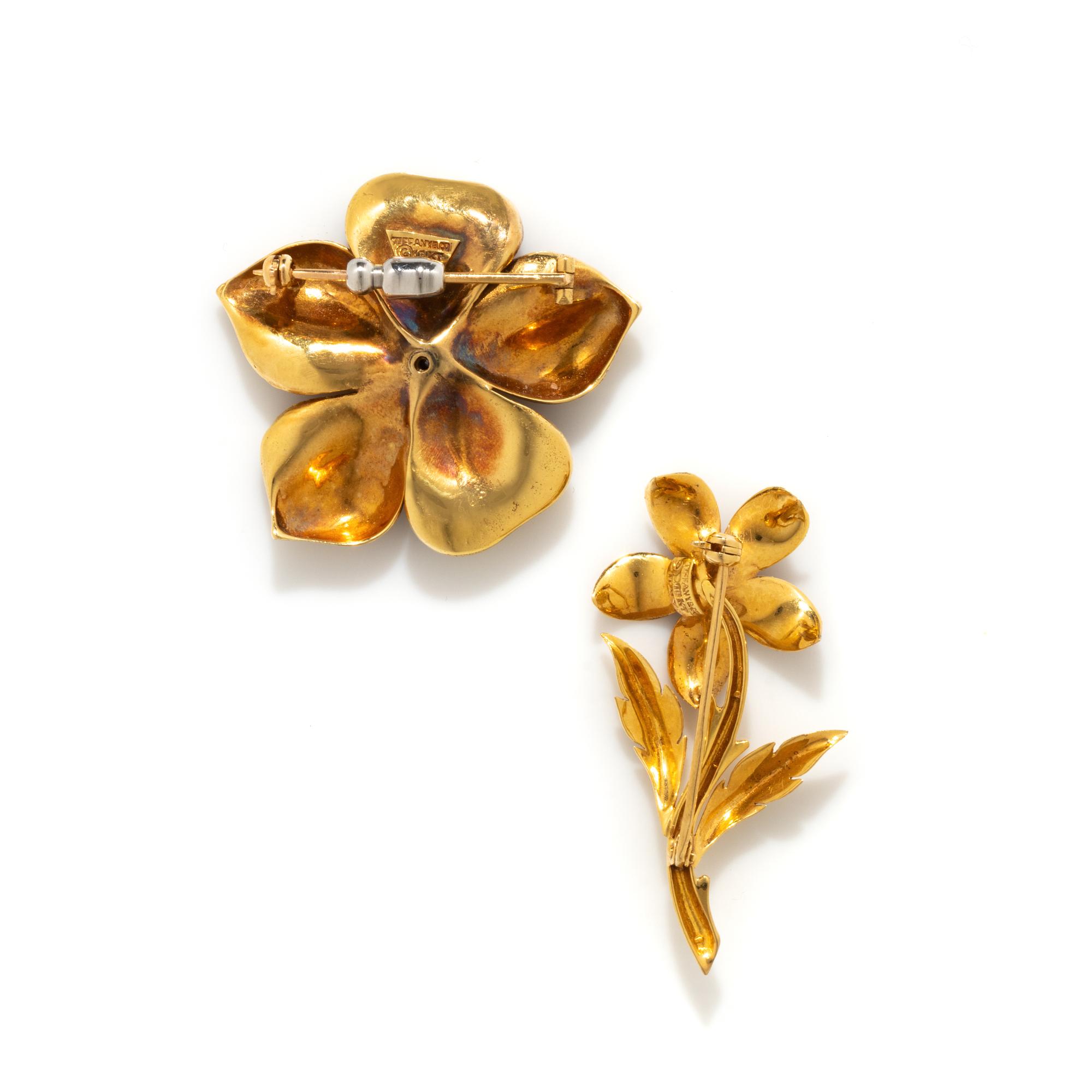 TIFFANY & CO., TWO MULTIGEM FLOWER BROOCHES