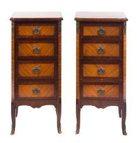A Pair of Louis XV/XVI Transitional Style Chests of Drawers Height 32 7/8 x width 15 x depth 12 7/8 inches. — 20TH CENTURY