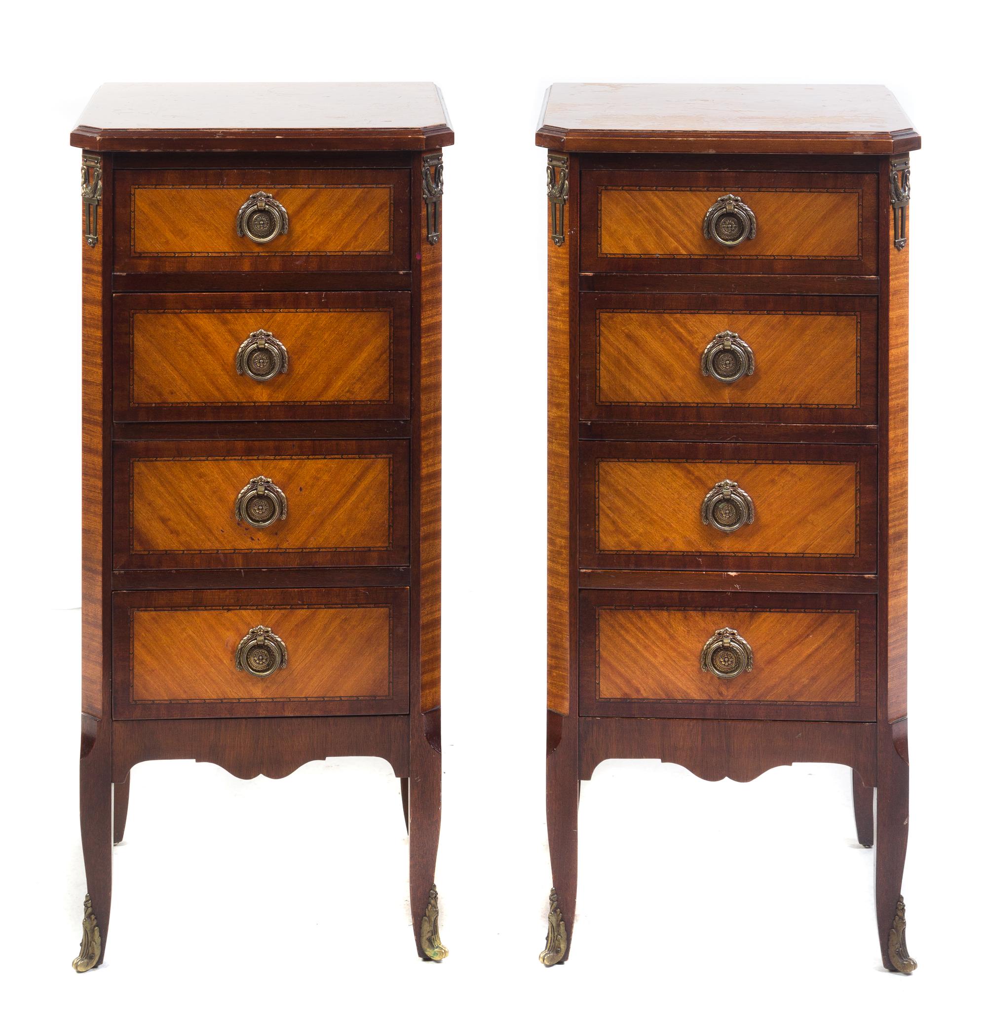 A Pair of Louis XV/XVI Transitional Style Chests of Drawers Height 32 7/8 x width 15 x depth 12 7/8 inches. — 20TH CENTURY