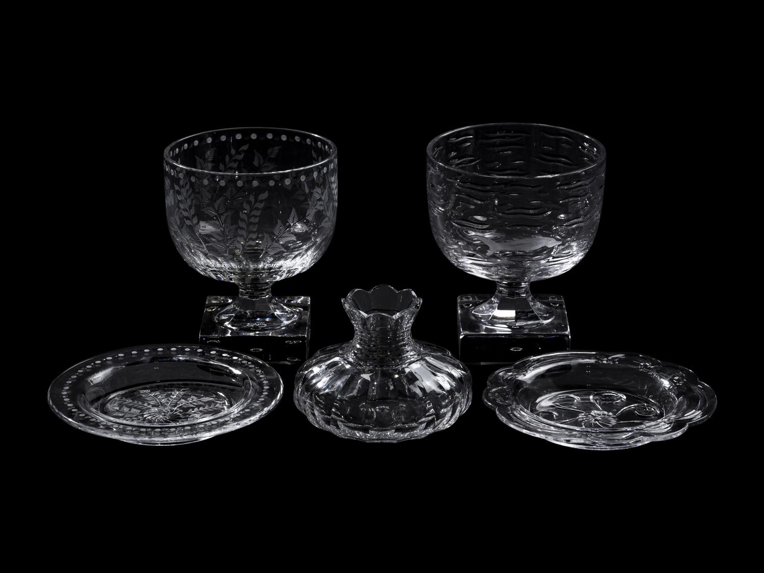 Three William Yeoward Glass Table Articles