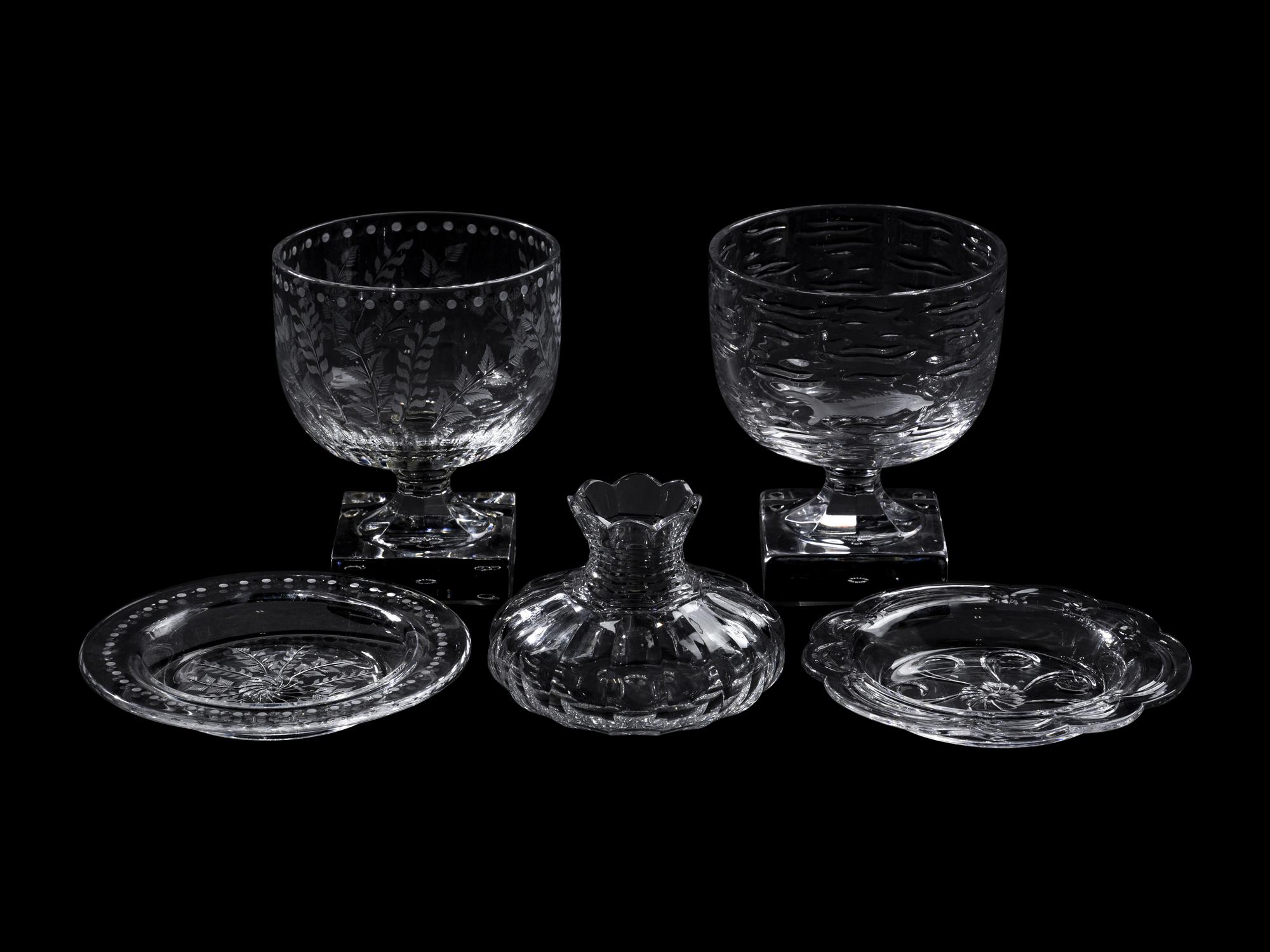 Three William Yeoward Glass Table Articles