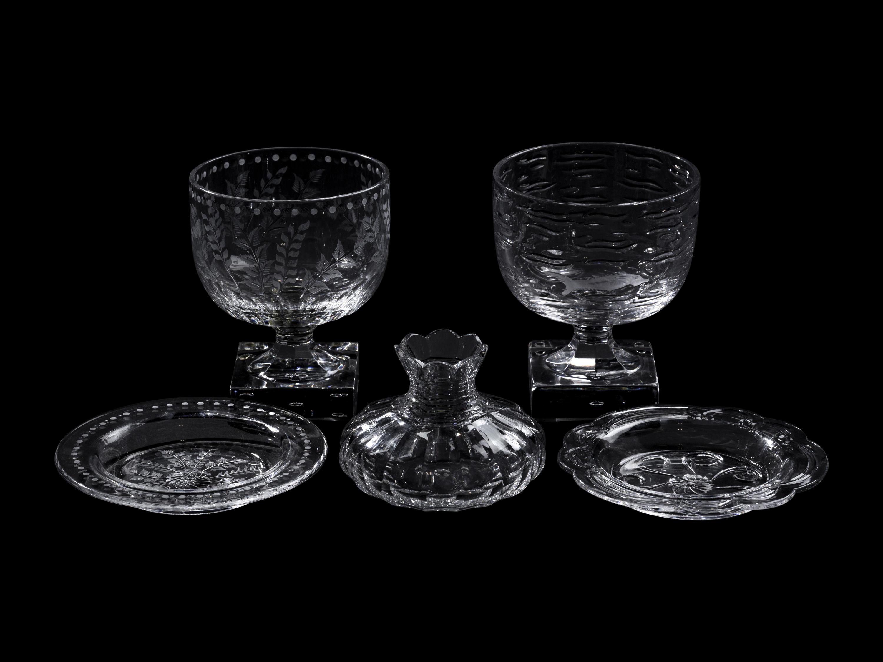 Three William Yeoward Glass Table Articles