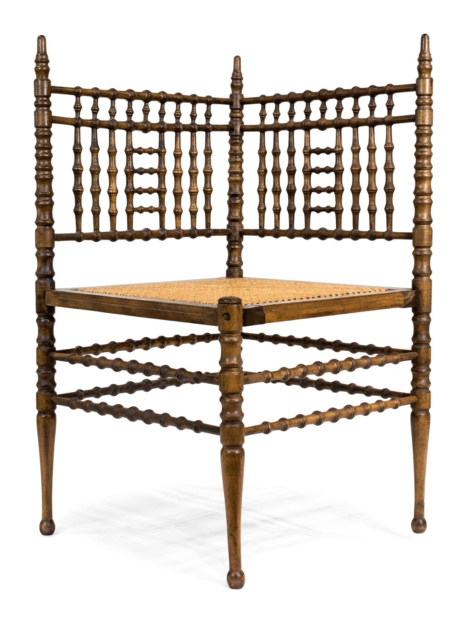 A Victorian Spindle-Turend Oak Corner Chair