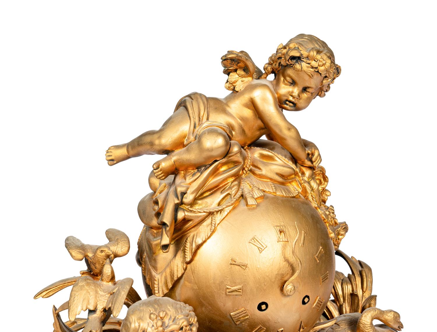 A French Gilt Bronze Figural Clock