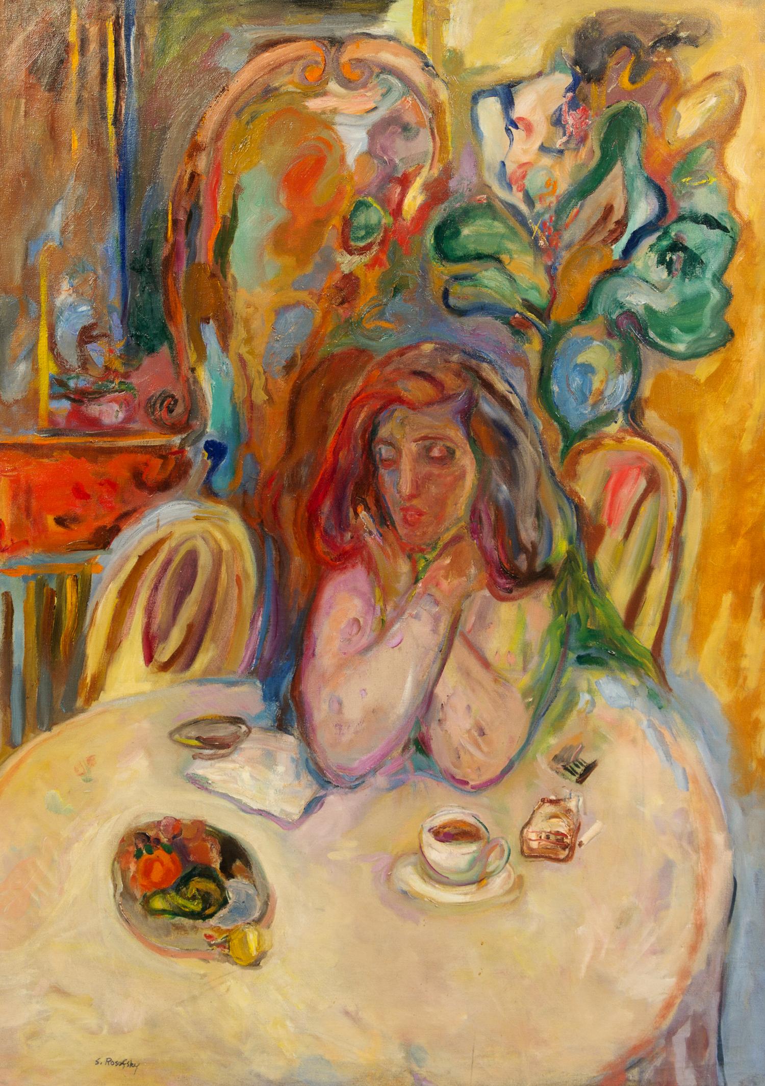 Seymour Rosofsky, (American, 1924-1981), Waiting in a Cafe, c. 1950