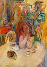Seymour Rosofsky, (American, 1924-1981), Waiting in a Cafe, c. 1950