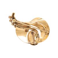 YELLOW GOLD, QUARTZ AND RUBY BROOCH